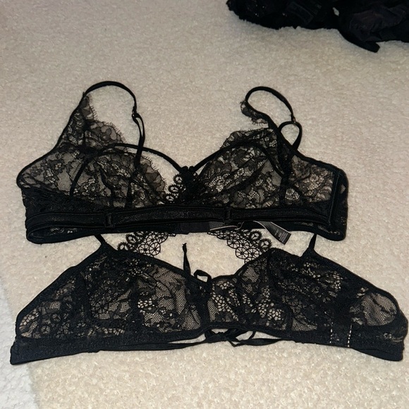 set of 2 lace victoria secret bralette black size M - Picture 1 of 6